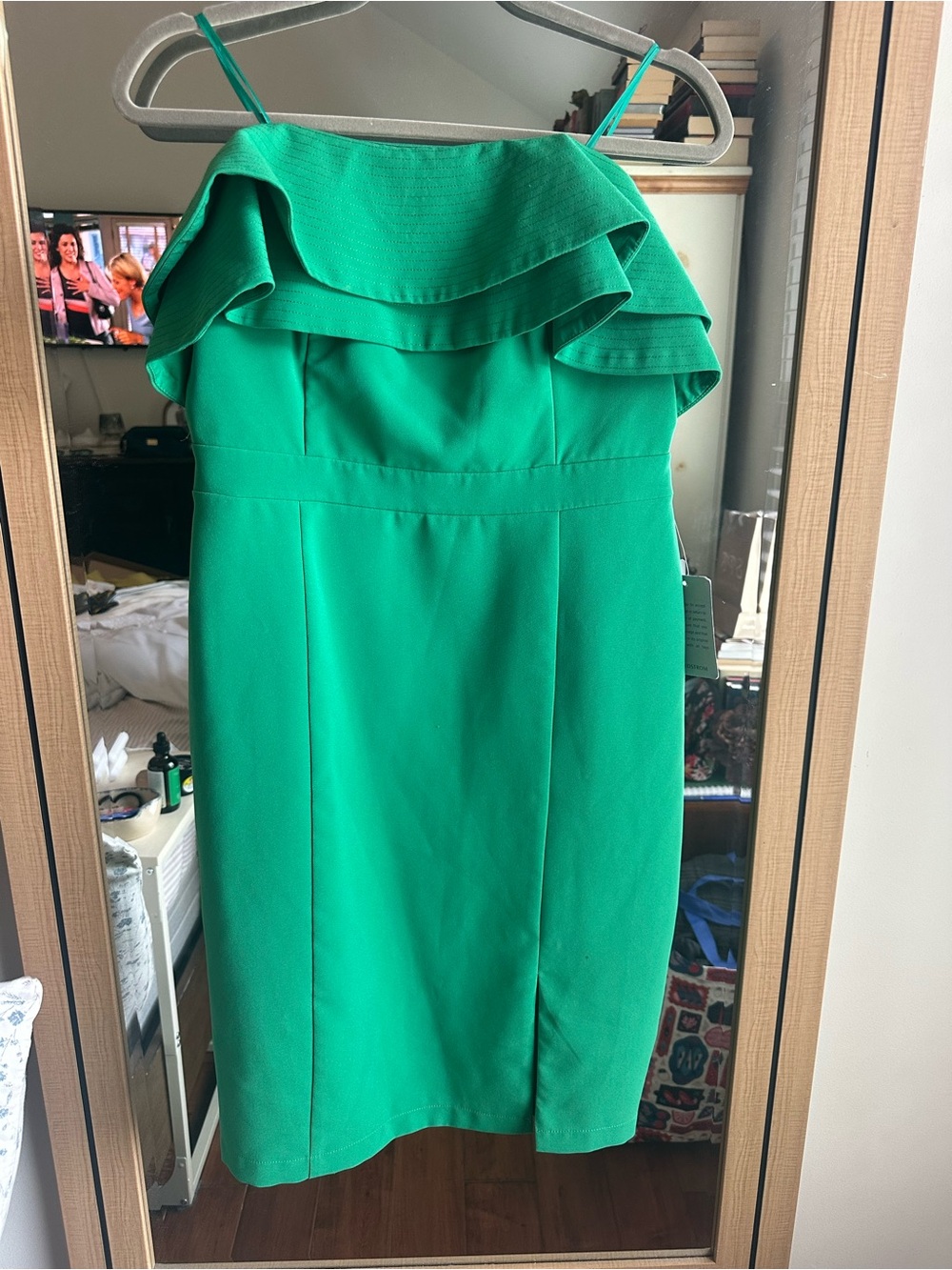 Adelyn Rae Emerald Green Ruffle Sheath Dress